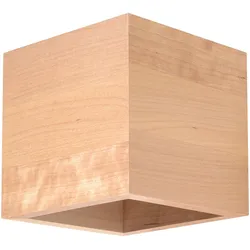 Wandleuchte Innen Holz Wandlampe Up Down Leuchte Holz Treppenhaus Lampe Wand, naturfarben, Lichteffekt, 1x G9, LxBxH 10x12x10 cm