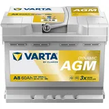 VARTA A8 Silver Dynamic AGM 12V 60Ah 680A Autobatterie Start-Stop 560 901 068