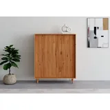 INOSIGN Highboard »Malmedy Front mit gefrästen Rillen« Kommode Midischrank aus massivem Kiefernholz, Push-to-open, B 100 cm beige
