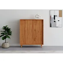 INOSIGN Highboard »Malmedy Front mit gefrästen Rillen« Kommode Midischrank aus massivem Kiefernholz, Push-to-open, B 100 cm beige