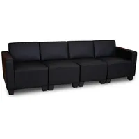 Mendler Modular 4-Sitzer Sofa Couch Lyon, Kunstleder ~ schwarz