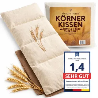 Strauss Home® Körnerkissen groß – Mikrowellengeeignetes Wärmekissen gegen Verspannungen in Nacken, Schultern uvm. natürliche Weizenkörner, ...