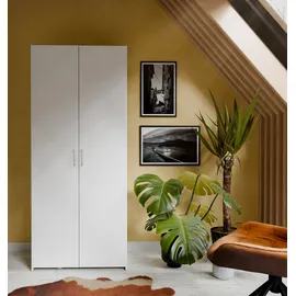 Forte Kleiderschrank 2 Dekore, Mehrzweckschrank, Einlegeböden optional weiß