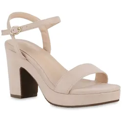 Damen Plateau Sandaletten in Beige