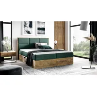 FURNIX Boxspringbett REDOS 160x200 mit Bettkasten aus Möbelplatten & Topper FR7 Grün