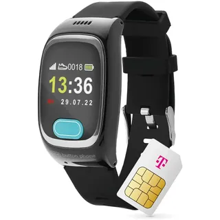 Deutsche Telekom x one Button Phone – 4G LTE Notrufuhr mit Ortung und Telefonfunktion, Notruf Armband für Senioren, SOS Notrufknopf, GPS Notfall Uhr - 30€ Amazon Gutschein nach SIM Aktivierung