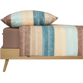 SCHIESSER Emilia Gestreift Petrol 155 x 220 cm + 80 x 80 cm