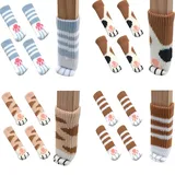16 Stück Möbelsocke, Gestrickte Stuhlsocke, Möbelbeinkappe, Stuhlsocke, Verdicken Stuhlsocke, 4 Muster Anti-Scratch Anti-Noise Katzenpfote Elastische Möbelfüße aus Stoff für Tisch, Türgriff