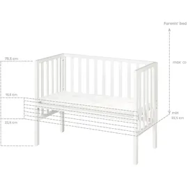 roba Beistellbett 2in1 safe asleep®' mit Barriere - Matratze - für alle Elternbetthöhen - Holz weiß