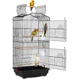 Yaheetech Vogelkäfig Vogelbauer Vogelvoliere Vogelhaus mit 4 Sitzstangen 46 x 36 x 92cm, Schwarz