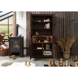 Massivmoebel24 Vitrine Akazie 98 x 40 x 180 cm Dunkelbraun