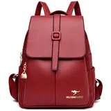 NICOLE & DORIS Rucksack Damen Klein Handtasche Rucksack Anti Diebstahl Wasserdichter Rucksäcke PU Leder Schulrucksack Cityrucksack Daypack für Reisen Freizeit Arbeit Rot