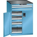 LISTA Schubladenschrank 36x36E, (BxTxH) 717x753x1020mm, 5 Schubladen TK 200kg, lichtblau, KEY Lock