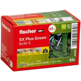 fischerwerke fischer Spreizdübel SX Plus Green 6 x 30 S, 45 Stück