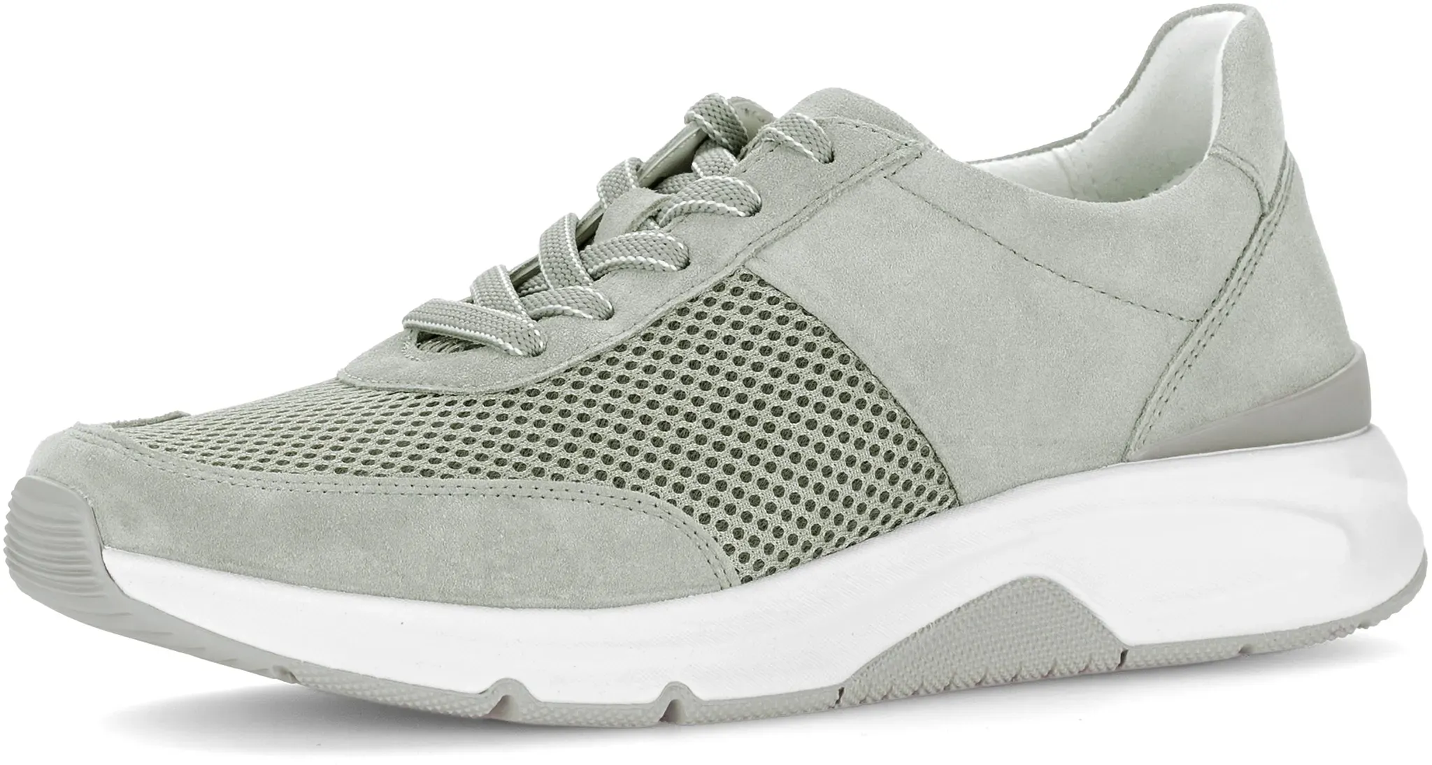 Keilsneaker ROLLINGSOFT, Damen, Gr. 38, salbei, Textil, Veloursleder, Schuhe, Freizeitschuh, Halbschuh, Schnürschuh, Logoschriftzug an der Ferse