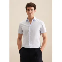 Businesshemd SEIDENSTICKER "Slim", Herren, Gr. M (39), normale Ärmellängen, blau, 100% Baumwolle, bedruckt, slim fit, Kurzarm gerader Abschluss, Hemden, Slim Kurzarm Kentkragen Druck