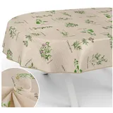 ANRO Tischdecke mit Blumen Botanik aus Stoff Tischwäsche mit Beschichtung Tischtuch (Einzelstück 1-tlg), auch als Gartentischdecke - mit Schutzschicht beige Oval | 140 cm x 200 cm x 0.3 mm