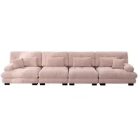 4-sitzer Modulares Ecksofa Mit Tiefensitz, Chenille Schlafsofa Komfortabel Gepolstert Für Wohnzimmer, Apartment, Studio, Büro, Chenille Rosa