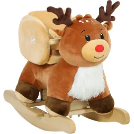 aiyaplay Kinder Schaukelpferd Baby Schaukeltier Rentier mit Schlafliedern, Sicherheitsgurt für 18-36 Monate Plüsch Braun 65 x 35 x 59 cm Aosom