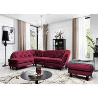 Fun Möbel Ecksofa inkl.Hocker CHARLOTTE in Stoff Matt Velvet