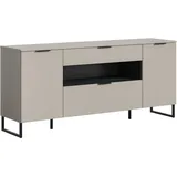 xonox.home Sideboard Noida 185 x 80 x 41 cm Kaschmir Nachbildung / Schwarz