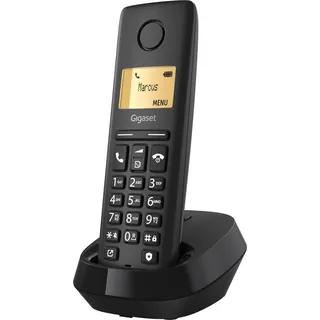 Gigaset Pure 120 Schnurloses Telefon mit Anrufschutz und ECO DECT - beleuchtetes Display - Hörgerätekompatibel, schwarz [Kompatibel i...