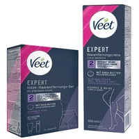 Veet Expert Intim-Haarentfernungs-Set Enthaarungscreme für den Intimbereich inkl. Multi-Benefit-Schaum - 2 x 50 ml + Haarentfernungscreme für Körper & Beine 100 ml