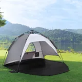 [pro.tec] Strandmuschel Strandzelt Outdoor Pop Up Zelt Halboffen Camping Grau