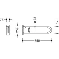 Hewi Stützklappgriff Serie 801 Wandstützgriff felsgrau