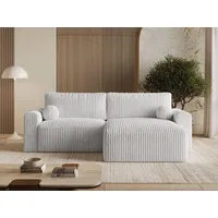 GrainGold Ecksofa L-Form Aurora - Ecksofa mit Schlaffunktion, Bettkasten - Moderne Ecksofa, Wohnzimmer Sofa - Eckcouch mit Cord-Stoff - Grau (Tilia... - Grau