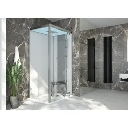 Dampfkabine SensePerience Rechteck 1400x900 li. DW Solique Weiß mit Antir., Wände Weiß