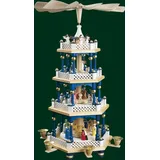 Erzgebirgische Volkskunst Richard Glässer GmbH Glässer Erzgebirge Pyramide Christi Geburt blau Höhe 54 cm hoch, original