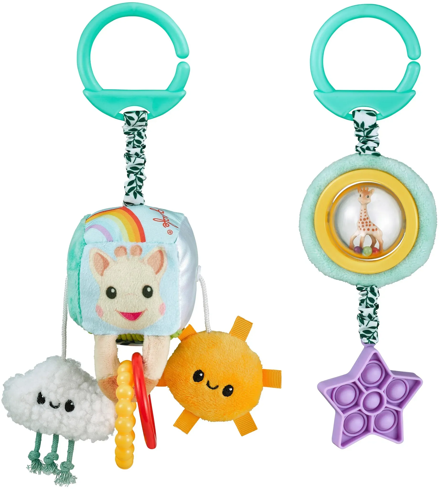 Sophie la girafe 5 Sinne Hängespielzeug 2er Set, tuerkis