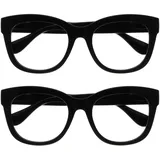 OPULIZE BIG Blaulichtfilter Lesebrille für Damen Herren - Übergroßer runder Fashion-Rahmen - Entspiegelt & blendfrei Computerbrillen Gaming - 2er-Pack - UV & Anti-Müdigkeit - Schwarz - +1,00