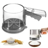 iewrtcin Staubzuckerstreuer Doppelschicht, Mehlsieb Einhand Mit Skala Bodenabdeckung, Zum Feinen Bestäuben Puderzuckermühle für Mehl Mandelpulver und Puderzucker‌ Schokopulver