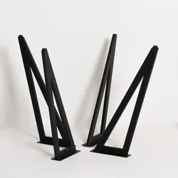 Tischgestell - Set aus 4 dreieckigen Füßen - Metall, Schwarz