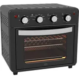 Homcom Minibackofen mit Umluft 30L Mini Ofen mit Backblech, Grillrost und Krümelblech, 90 °C-230 °C Heißluftfritteuse 7 Modi, Frittierkorb - Schwarz