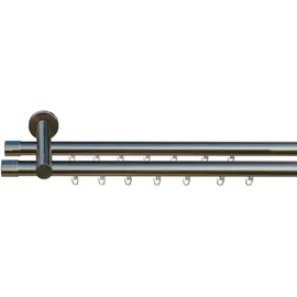 INDEKO Gardinenstange INDEKO "Consul", silber (edelstahlfarben), L:130cm Ø:20mm, Aluminium, Gardinenstangen, Innenlauf Komplett-Set inkl. Gleitern und Montagematerial