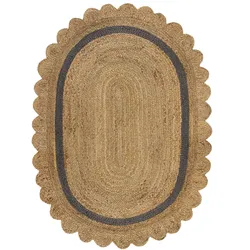 Einzigartiger Jute Teppich Grace, Handarbeit, von Kadima Design. Farbe: Braun-Grau, Größe: 120x170 cm Oval