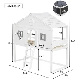 XDOVET Hausbett mit Treppe 90 x 200 cm grau
