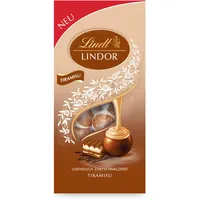 Lindt Schokolade LINDOR Kugeln Tiramisu | 137 g Beutel | 11 Kugeln Vollmilchschokolade mit zartschmelzender Cheesecake-Füllung | Pralinen-Geschenk | Schokoladen-Geschenk