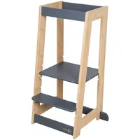 Roba Lernturm anthrazit holz Bambus, 54x88x43.5 cm, Babymöbel, Hochstühle