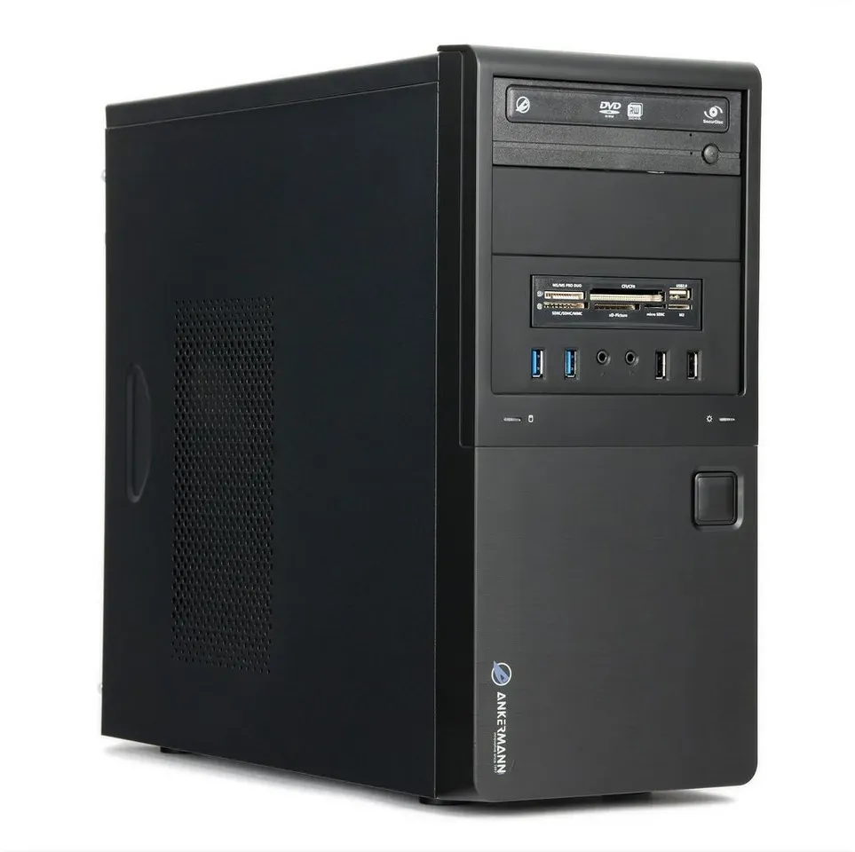 ANKERMANN-PC Business Work V3 PC (AMD Ryzen 5 5600G, Radeon Onboard Graphics, 16 GB RAM, 1000 GB SSD, Luftkühlung) schwarz