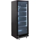 GastroHero Getränkekühlschrank GK-360BB, 360 Liter Kühlraumvolumen, 4 verstellbare Einlegeböden, Innenbeleuchtung, Abschließbar, Schwarz
