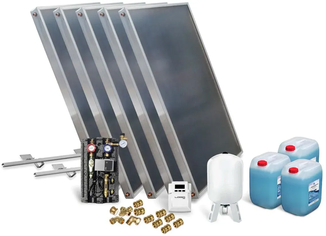 Solar-Paket Brauchwasser 5x AMP 2.0 Flachkollektor 10,05 qm Schrägdachmontage