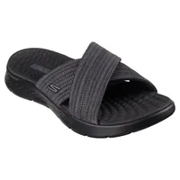 SKECHERS Go Walk Flex Sandal - Impressed Damen Cross Slide-Sandale Schwarz (Black/Grey), 141420-BKGY - Schwarz - 40