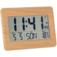 TFA Dostmann Wanduhr digital, 60.4519, Funkuhr mit Innentemperatur, Wochentag