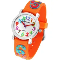 Excellanc Kinderarmbanduhr, Silikonarmband - Orange/Weiß