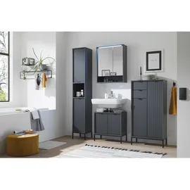 MID.YOU Waschbeckenunterschrank, Grau, Kunststoff, 1 Fächer, einzeln stellbar, 60x60x32 cm, stehend, Badezimmer, Badezimmerschränke, Waschbeckenunterschränke