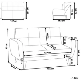 Beliani Schlafsofa Polyester 2-Sitzer Grau